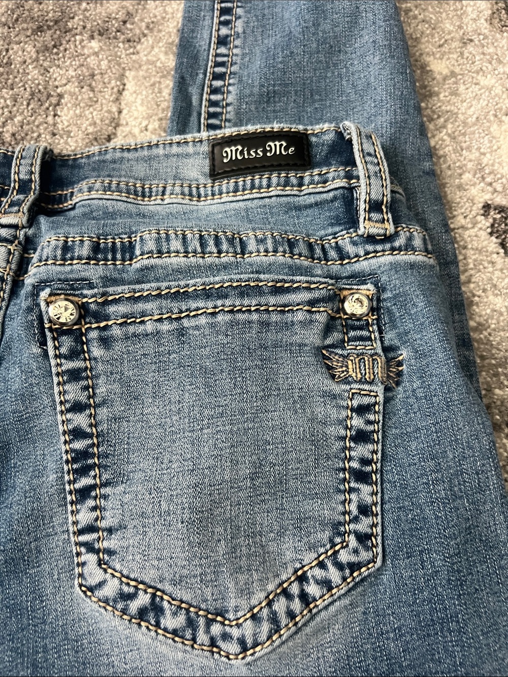 Miss Me Light-Mid Blue Size 32 Skinny Jeans - Picture 8 of 14